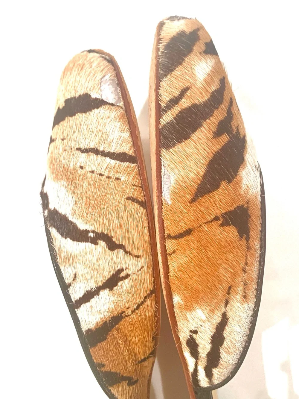 Talbots Tiger-Print Leather Horsehair Slingback Flats